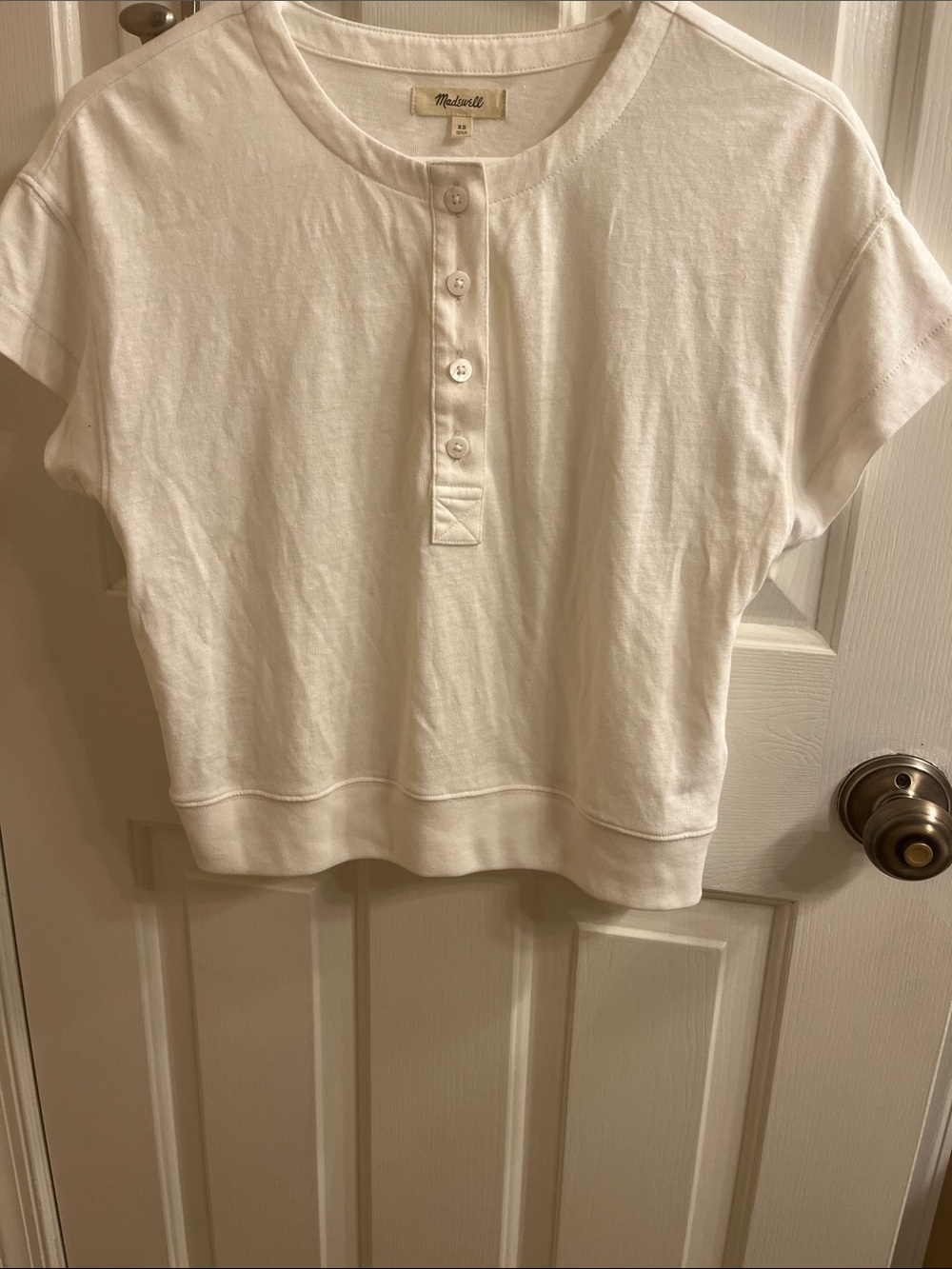 Madewell White Short-Sleeve Henley Tee